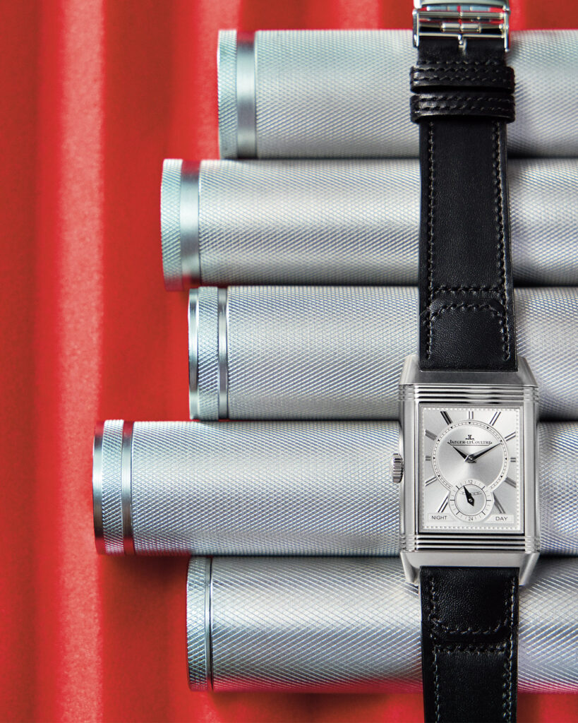 Jaeger-LeCoultre Reverso Tribute Duoface Small Seconds Book for Men Watch Shoot. Photo retrieved from The Book For Men Fall-Winter 2025.