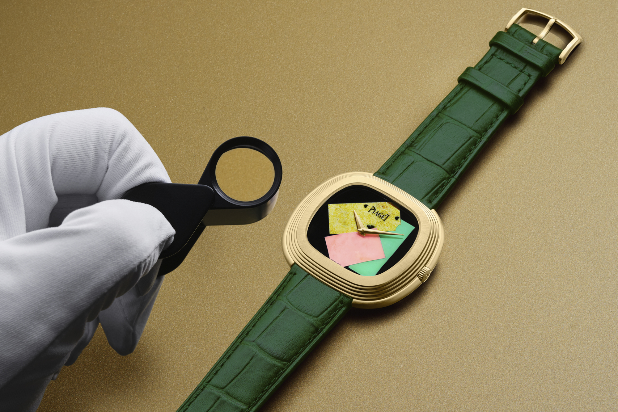 Piaget and Andy Warhol collaboration men's watch collage. Photo retrieved from Piaget.