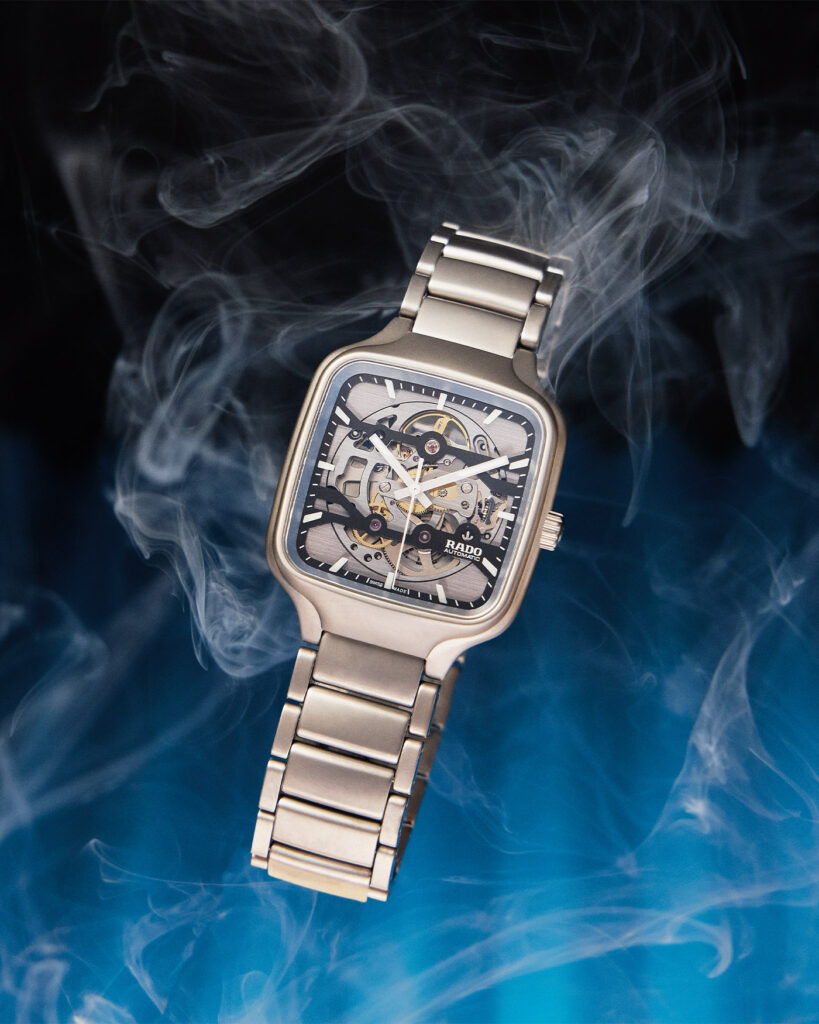 Rado True Square Automatic Skeleton. Book for Men Watch Shoot. Photo retrieved from The Book For Men Fall-Winter 2025.