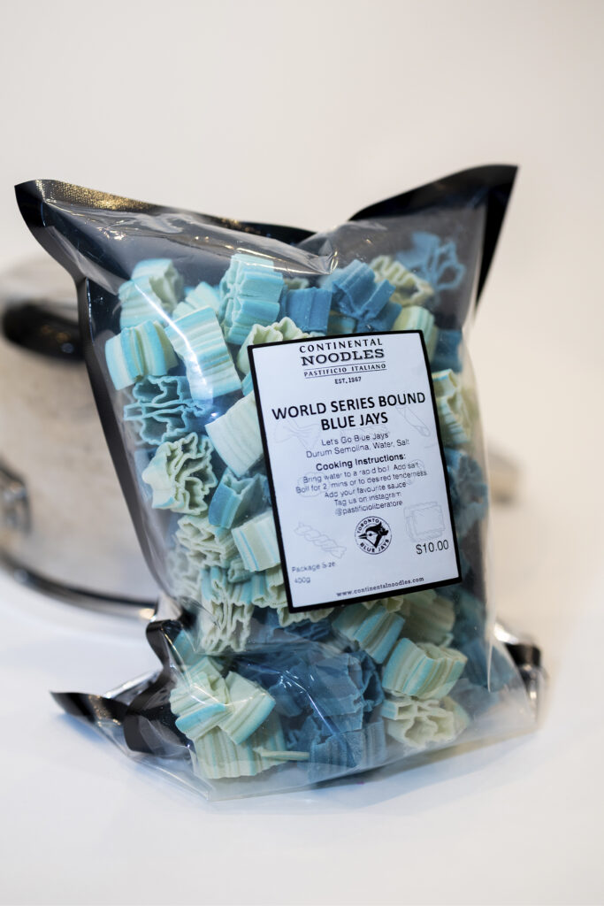 Toronto Blue Jays Pasta. Photo by Karen Pickles Photography, courtesy of Continental Noodles.