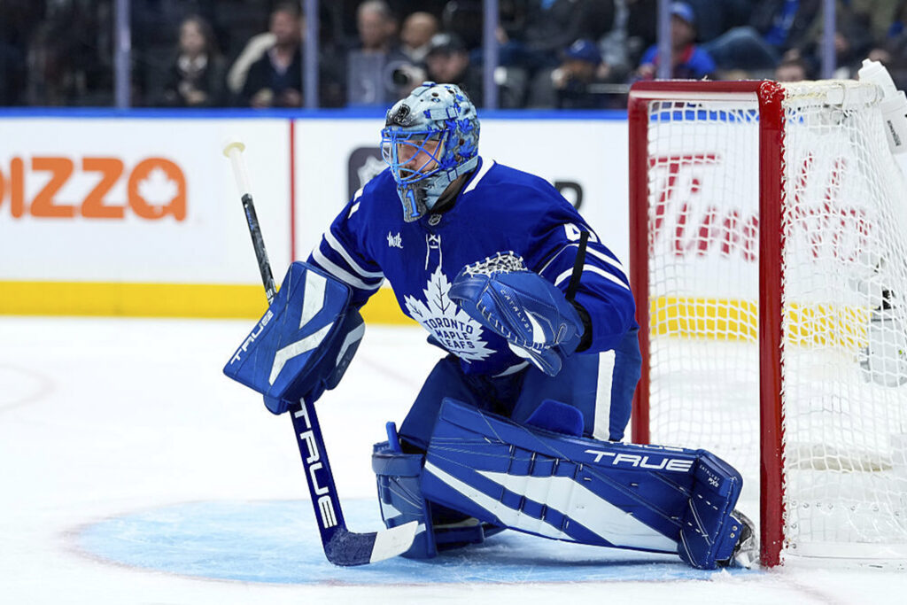 Anthony Stolarz of the Toronto Maple Leafs. Photo by Kevin Sousa/NHLI via Getty Images, provided courtesy of Apple.