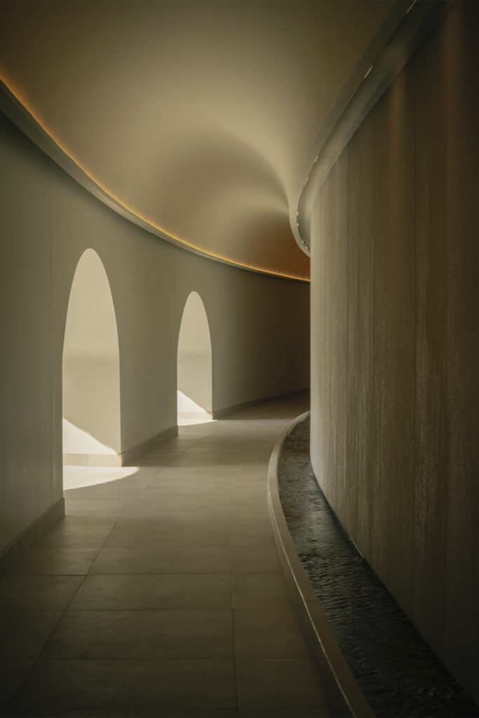 Entrance hallway at Fairmont Hotel Lake Louise spa, BASIN Glacial Waters. Photo courtesy of Fairmont Hotel Lake Louise.