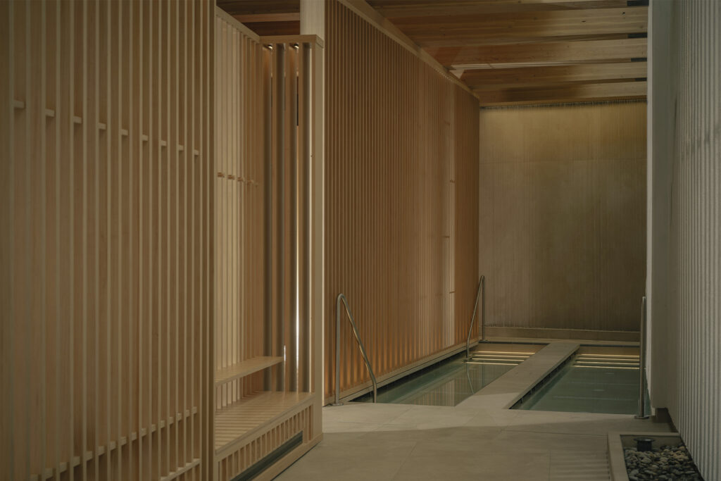 Kneipp walk at at Fairmont Hotel Lake Louise spa, BASIN Glacial Waters. Photo courtesy of Fairmont Hotel Lake Louise.