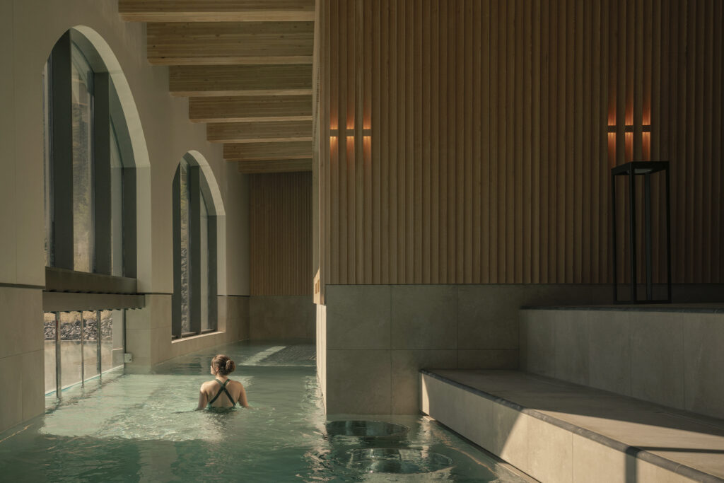 Vitality pool at Fairmont Hotel Lake Louise spa, BASIN Glacial Waters. Photo courtesy of Fairmont Hotel Lake Louise.