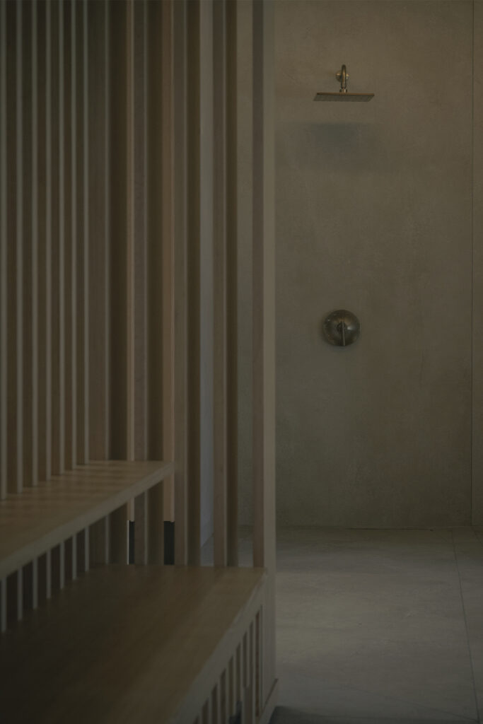 Waterfall shower at Fairmont Hotel Lake Louise spa, BASIN Glacial Waters. Photo courtesy of Fairmont Hotel Lake Louise.