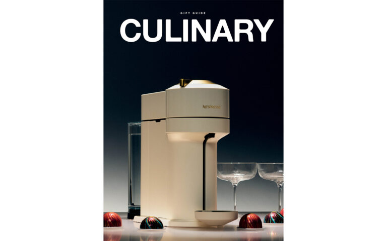 NESPRESSO VERTUO NEXT FULL ($249), BARISTA MIXOLOGIST STEMMED GLASSES ($20), ESPRESSO OF WONDERS CAPSULES ($14), CINNAMON & CANDIED TAMARIND CAPSULES ($15.50). PHOTOGRAPHY BY MARC SANTOS. PROP STYLING BY CHIARA PURDY (CADRE ARTIST MANAGEMENT) STYLING BY HALEY DACH. PHOTO ASSISTANTS: PASCAL LEE AND JENNA MACDERMAID