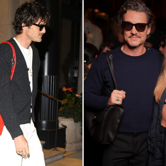 LEFT: MILAN, ITALY - SEPTEMBER 21: Jacob Elordi is seen during Milan Fashion Week - Womenswear Spring/Summer 2025 on September 21, 2024 in Milan, Italy. (Photo by Robino Salvatore/GC Images) RIGHT: Pedro Pascal, Margot Robbie at the Chanel fashion show as part of Spring/Summer 2026 Paris Fashion Week held at Grand Palais on October 06, 2025 in Paris, France. (Photo by Swan Gallet/WWD via Getty Images)