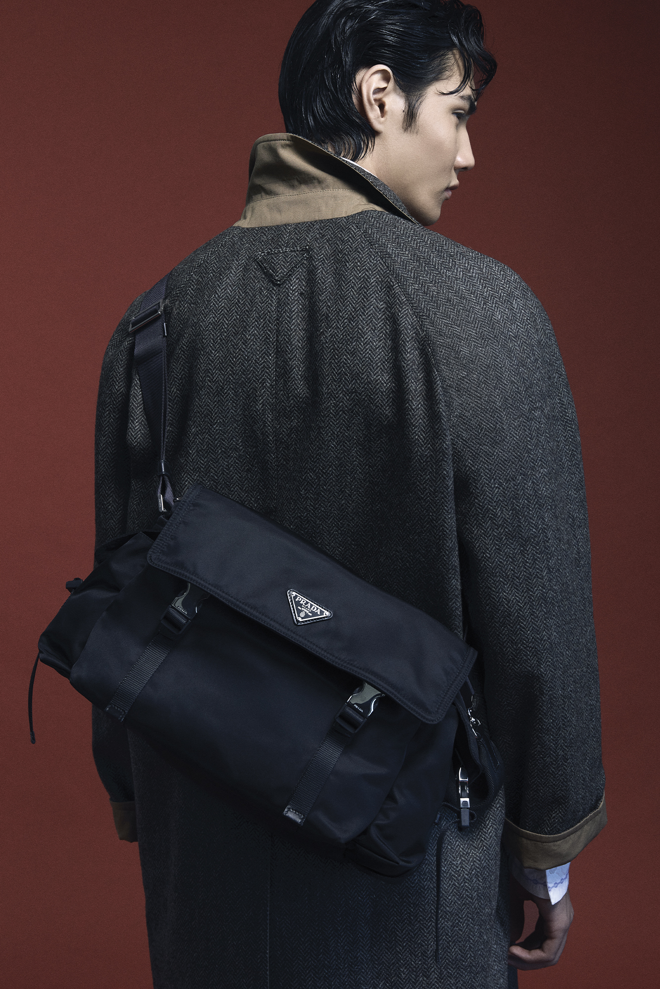 FULL LOOK BY PRADA. Suzuki Kai men's style photoshoot shoot fashion trends for men