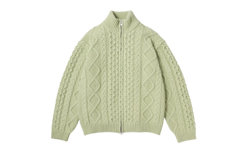 Vowels Cable Knit Zip-Up Sweater