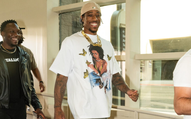 DeMar DeRozan arrives at the Gervonta Tank Davis vs Frank Martin fight at MGM Grand Garden Arena on June 15 2024 in Las Vegas Nevada Photo by Cassy Athena Getty Images