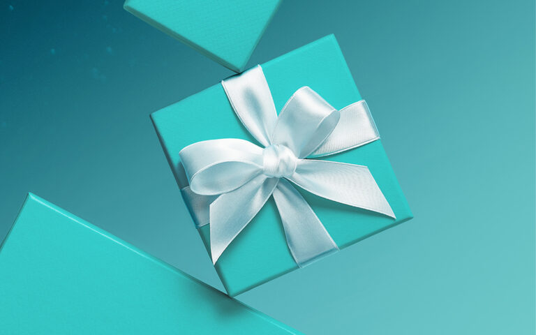 Tiffany & Co. Gift boxes on blue