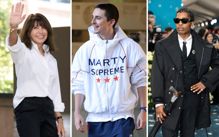 the top fashion moments of 2025. LEft to right: VERONIQUE NICHANIAN, timothee chalamet, a$ap rocky