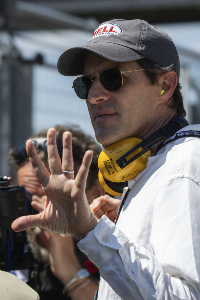 Director and producer Joseph Kosinski on the set of Apple Original Films’ “F1 The Movie,” now streaming on Apple TV. Retrieved from Apply TV press site.