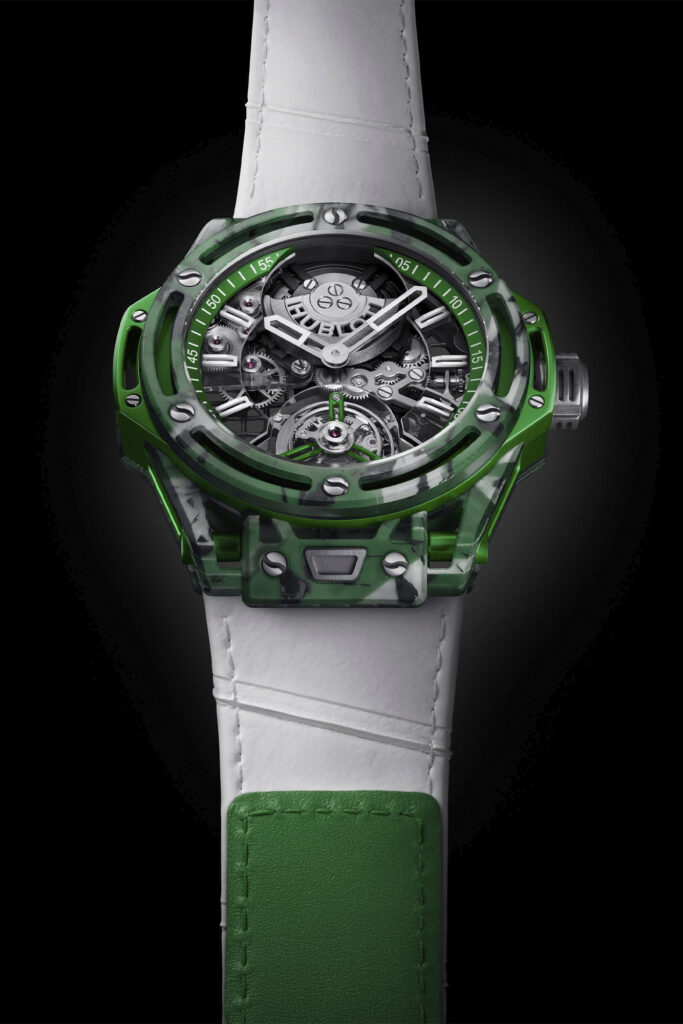Photos courtesy of hublot. Hublot Big Bang Tourbillon Novak Djokovic GOAT Edition