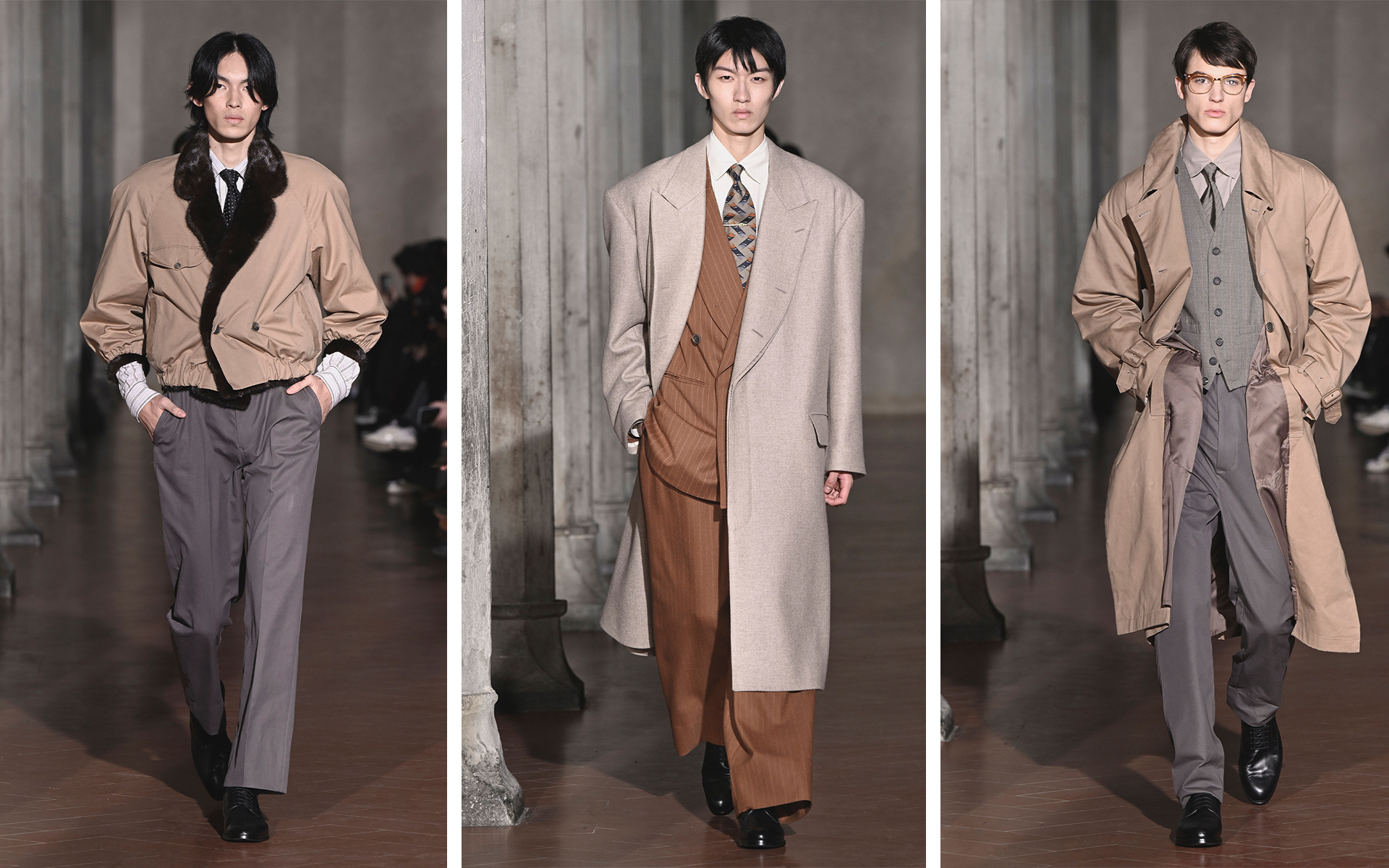 SOSHIOTSUKI AW26 collection at Pitti Uomo, courtesy of SOSHIOTSUKI.