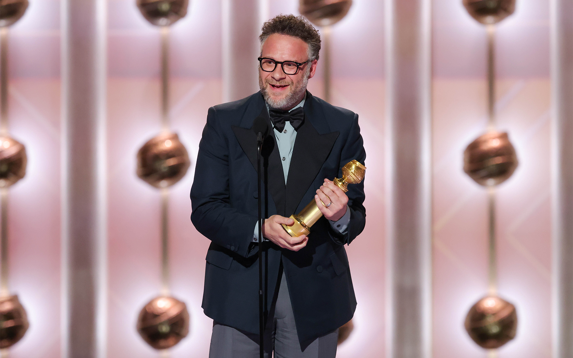 Seth Rogen at the 83rd Annual Golden Globes held at The Beverly Hilton on January 11, 2026 in Beverly Hills, California. (Photo by Rich Polk/2026GG/Penske Media via Getty Images)