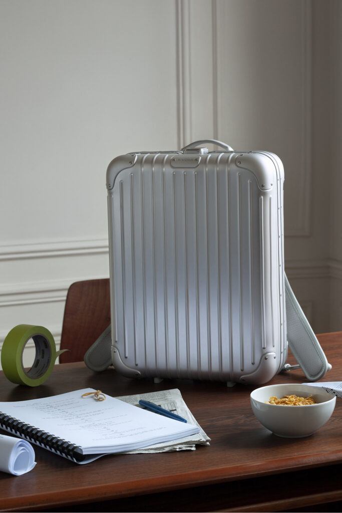 Nicholas Braun with RIMOWA Original Backpack. Photo courtesy of RIMOWA.