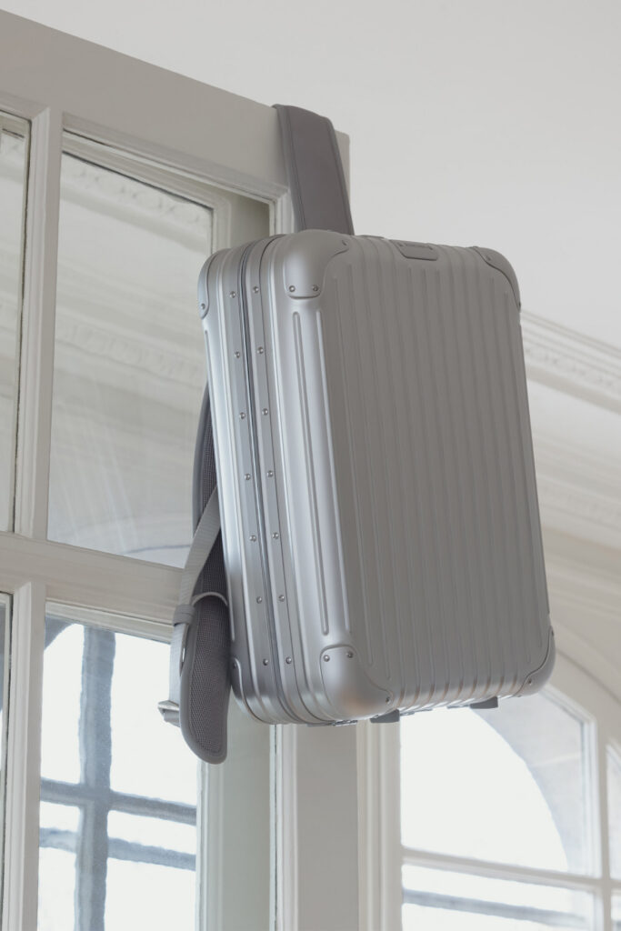 Nicholas Braun with RIMOWA Original Backpack. Photo courtesy of RIMOWA.