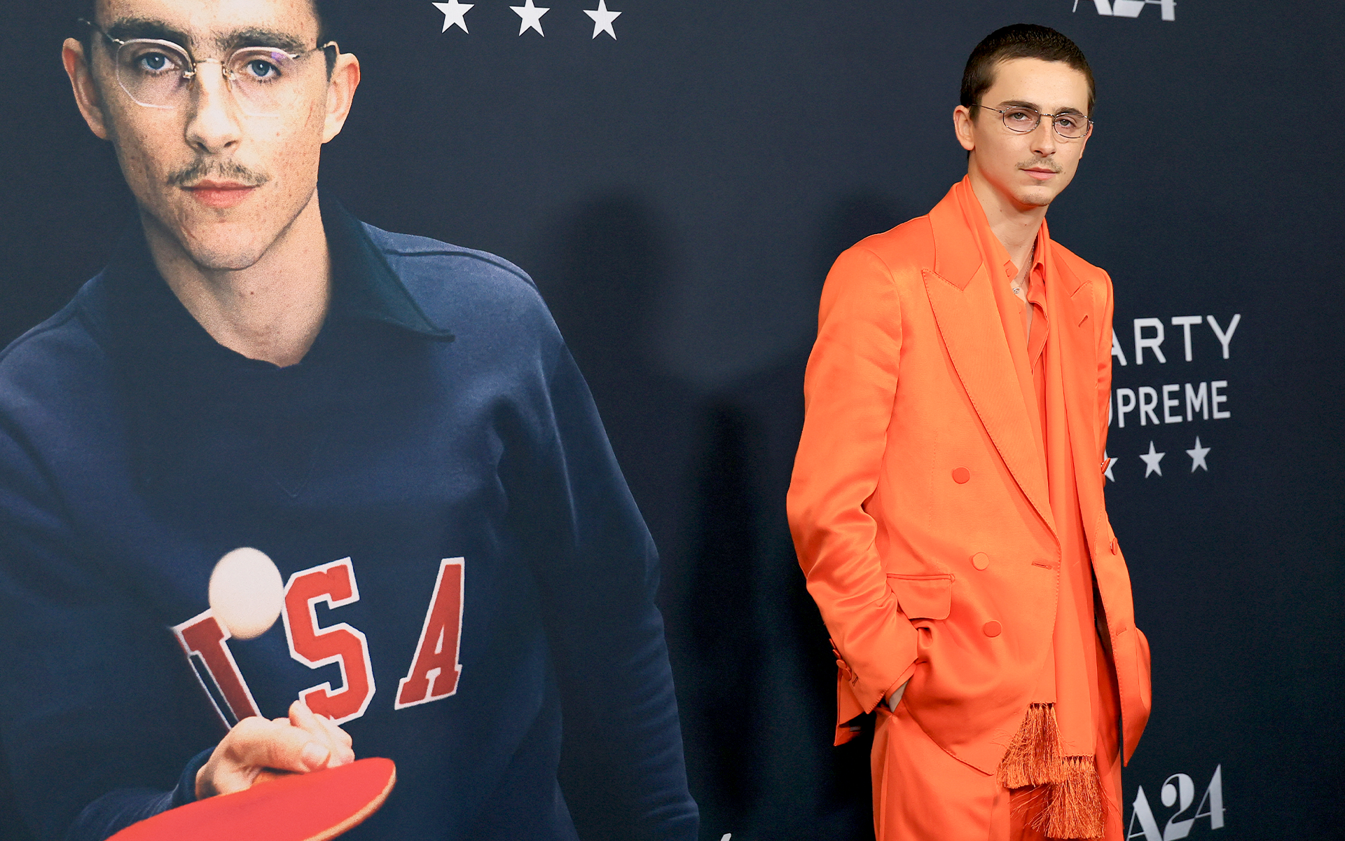 NEW YORK, NEW YORK - DECEMBER 16: Timothée Chalamet attends A24's "Marty Supreme" New York Premiere on December 16, 2025 in New York City. (Photo by Dia Dipasupil/WireImage)