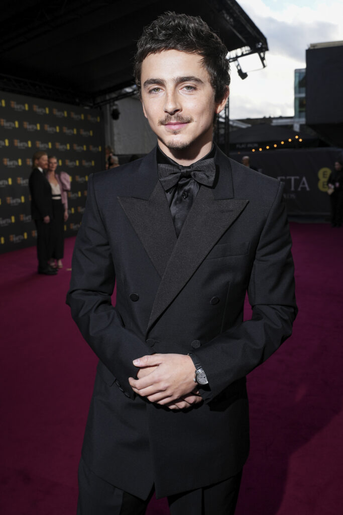 LONDON, ENGLAND - FEBRUARY 22: Timothée Chalamet attends the EE BAFTA Film Awards 2026 at The Royal Festival Hall on February 22, 2026 in London, England. (Photo by Scott Garfitt/BAFTA via Getty Images)