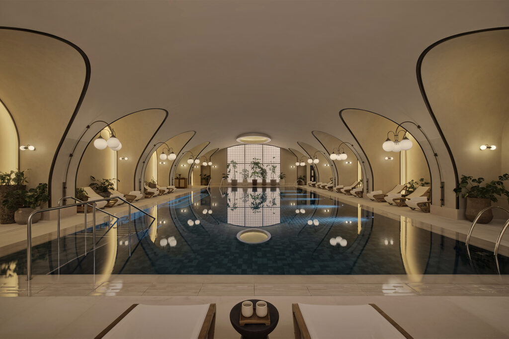 Indoor pool at the Six Senses London. Photo courtesy of Six Senses London.