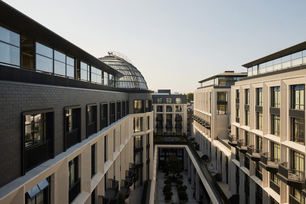 Whiteley courtyard view at Six Senses London. Photo courtesy of Six Senses London.
