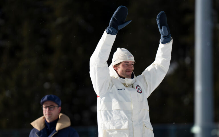 Milano Cortina 2026 Winter OG, Biathlon, 15km mass start Men - Medal Ceremony. Sturla Holm LAEGREID (NOR) 2nd. © 2026 / International Olympic Committee (IOC) / MONTESANO, Chiara