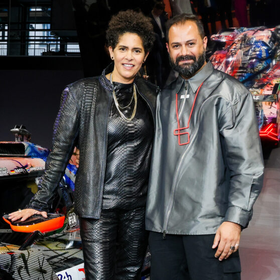 World premiere of the BMW Art Car in Paris with Julie Mehretu and Hussein Al-Attar director automotive design at Designworks LA