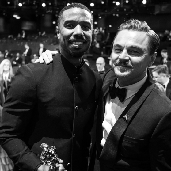 Michael B. Jordan and Leonardo DiCaprio attend the 98th Annual Oscars at Dolby Theatre on March 15, 2026 in Hollywood, California. (Photo by John Shearer/98th Oscars/Getty Images The Academy via Getty Images)