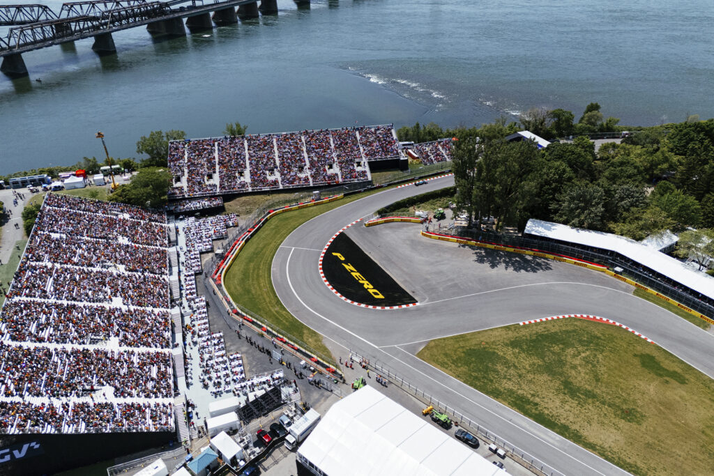 15th of June 2025. Helicopter flight view of the Formula 1 Circuit Gilles Villeneuve in Montreal. Quebec, Canada
