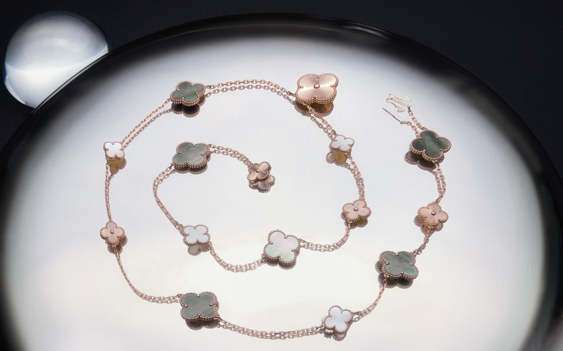 VAN CLEEF & ARPELS MAGIC ALHAMBRA TRANSFORMABLE LONG NECKLACE, $48,600. 