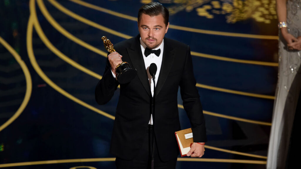 88th Annual Academy Awards - Show
HOLLYWOOD, CA - FEBRUARY 28: Actor Leonardo DiCaprio accepts the Best Actor award for 'The Revenant' onstage during the 88th Annual Academy Awards at the Dolby Theatre on February 28, 2016 in Hollywood, California. (Photo by Kevin Winter/Getty Images)
