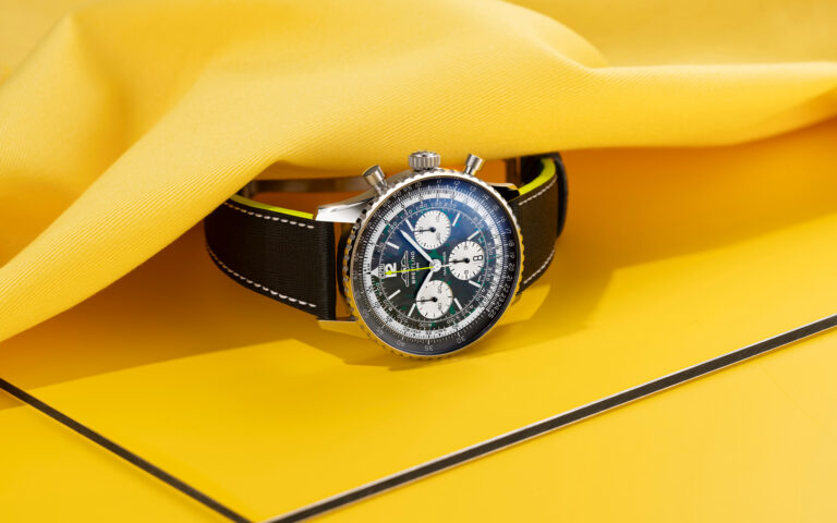 Breitling x Aston Martin Aramco Formula One. Photo retrieved from The Book For Men, courtesy of Breitling.