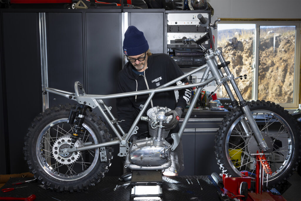 RESTORING AND RACING A 1971 DUCATI DIRT-BIKE, WITH CEO JASON CHINNOCK. PHOTO BY CARA BLOCH.