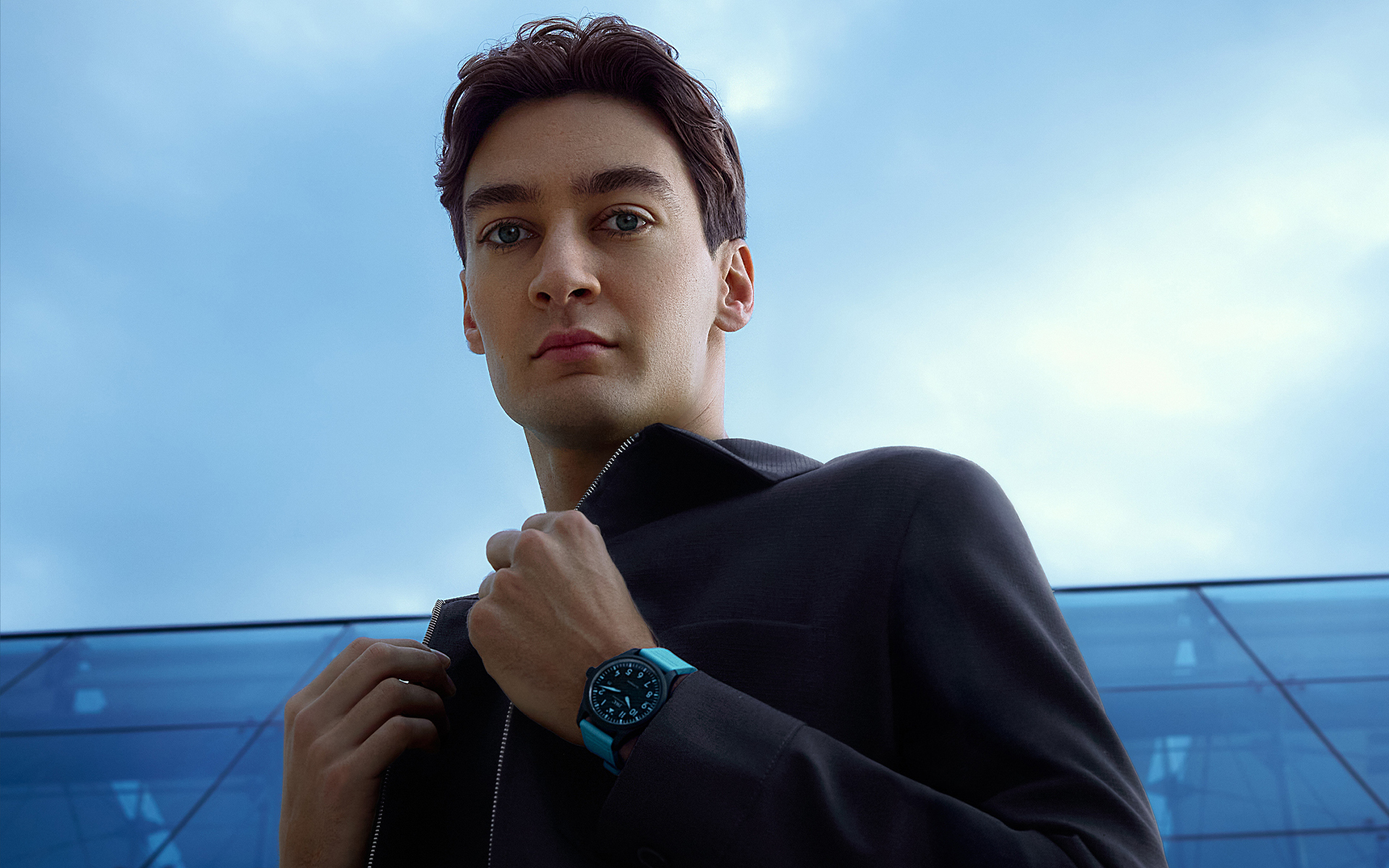 George Russell interview for the Book For Men Spring-Summer 2026. PHOTO BY Chris Noltekuhlmann COURTESY OF IWC.