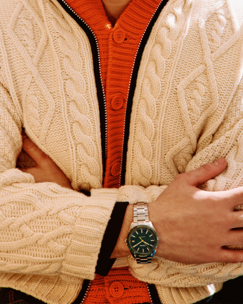 RIGHT SWEATER (,700) BY DIOR; WATCH (,100) BY RADO. 