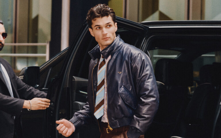 ACKET ($9,350), SHIRT ($1,900), TIE ($350), PANTS ($2,220), AND SHOES ($1,570) BY LOUIS VUITTON MEN’S.