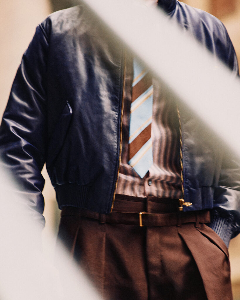 JACKET (,350), SHIRT (,900), TIE (0), PANTS (,220), AND SHOES (,570) BY LOUIS VUITTON MEN’S.