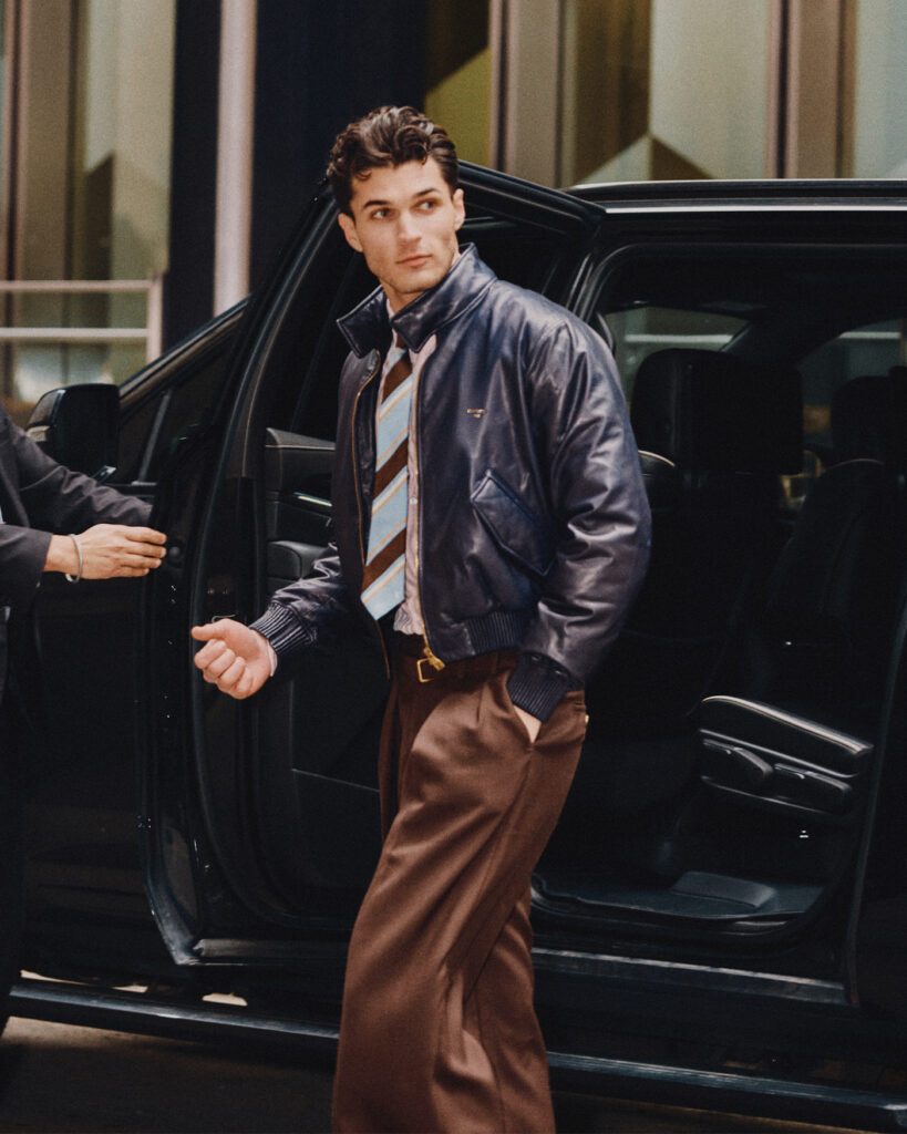 JACKET (,350), SHIRT (,900), TIE (0), PANTS (,220), AND SHOES (,570) BY LOUIS VUITTON MEN’S.