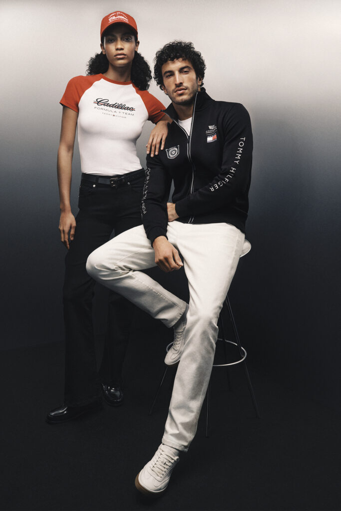 Cadillac F1 Fanwear Models Tommy Hilfiger. Photo retrieved from the Book For Men Spring-Summer 2026.
