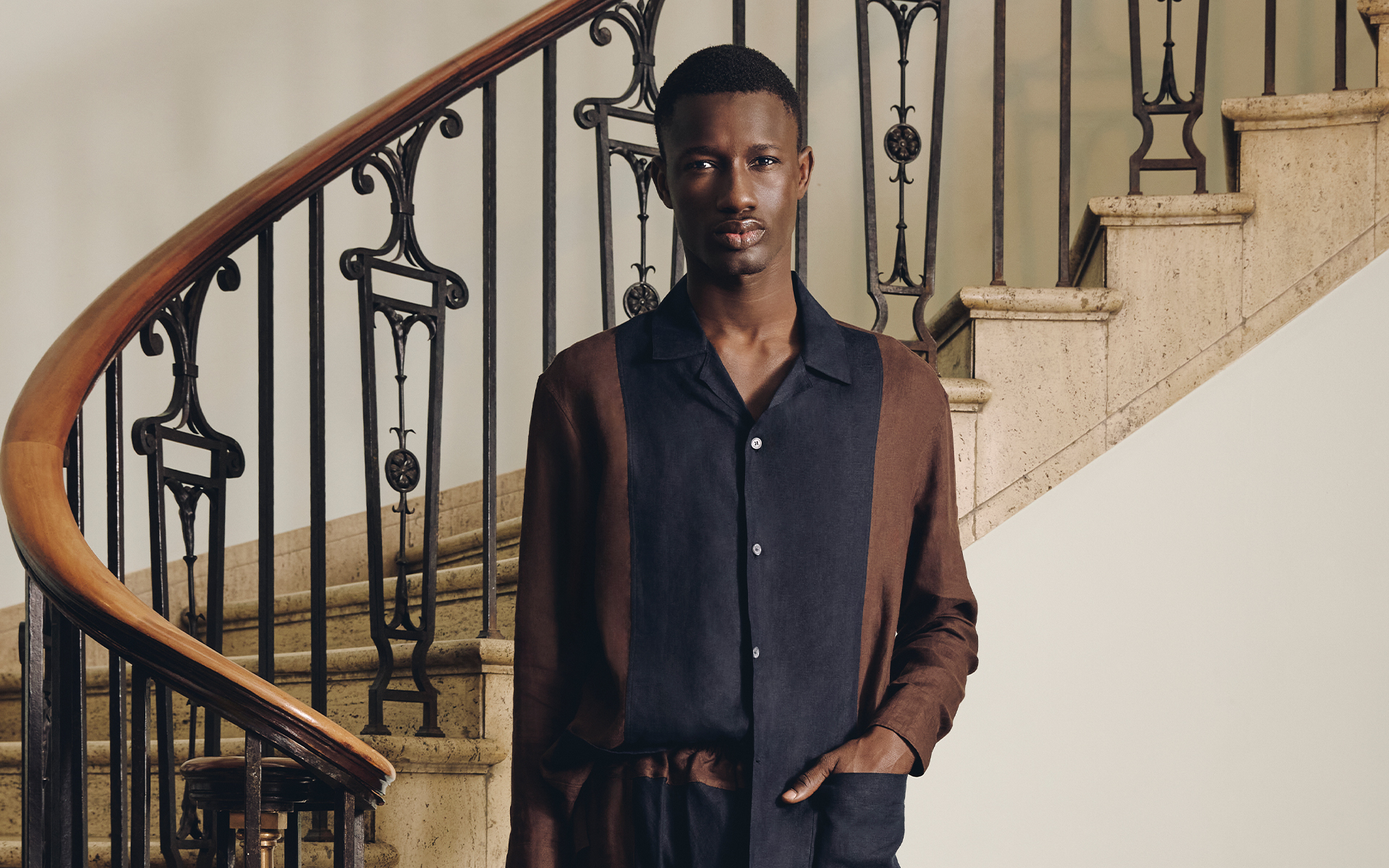 SHIRT ($1,920), PANTS ($2,080), AND SHOES ($1,760) BY LORO PIANA.