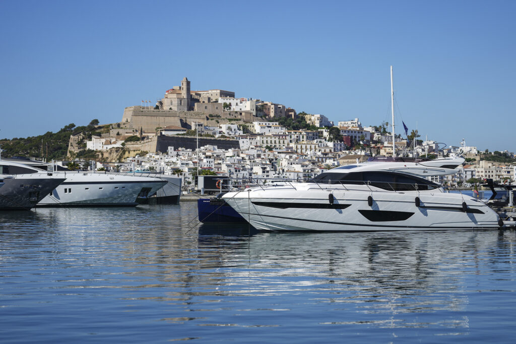 IBIZA, SPAIN - MAY 28: A general view of boats in the marina during the E1 Ibiza Showrun 2026 presented by Bombay Sapphire on May 28, 2026 in Ibiza, Spain. (Photo by Alex Bierens de Haan/Getty Images for E1 Series)