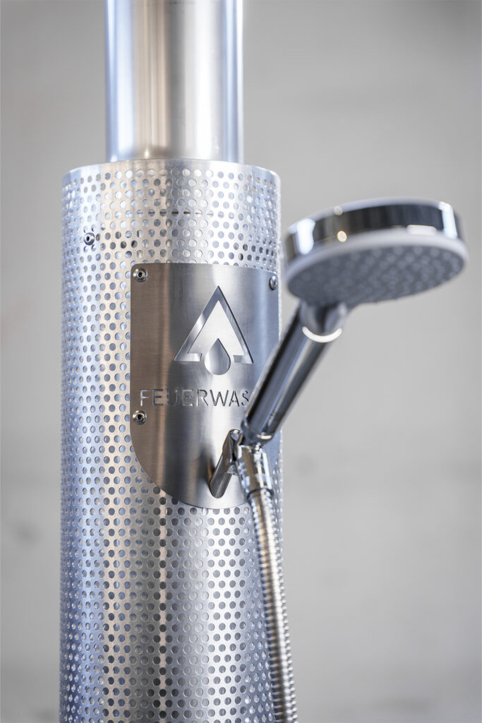 Feuerwasser wood-fired outdoor shower. PHOTO COURTESY OF FEUERWASSER.