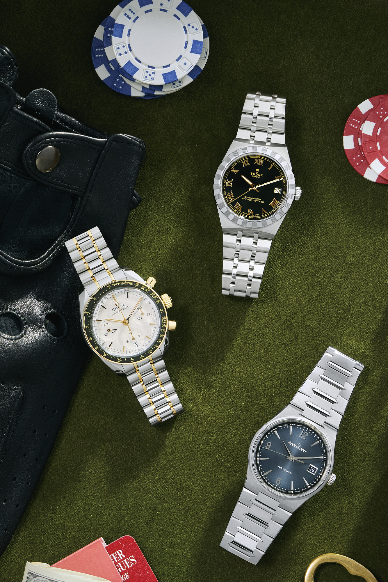 TUDOR ROYAL OMEGA SPEEDMASTER 38 JAEGER-LECOULTRE MASTER CONTROL CHRONOMETRE DATE