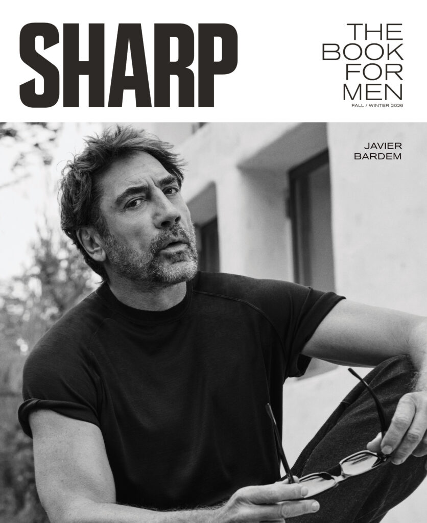 SHARP Book for men fall winter 2026 cover with Javier Bardem