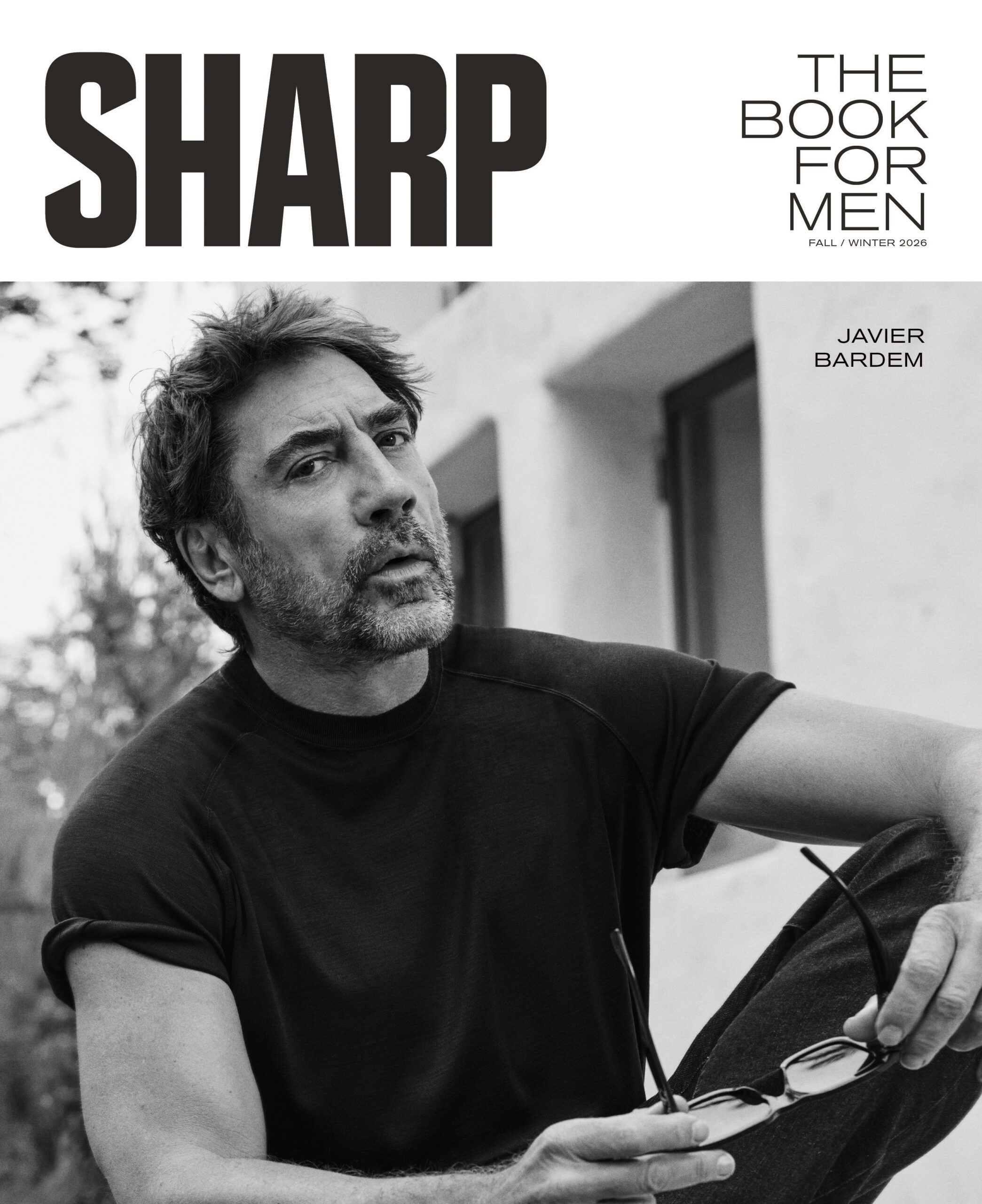 SHARP Book for men fall winter 2026 cover with Javier Bardem