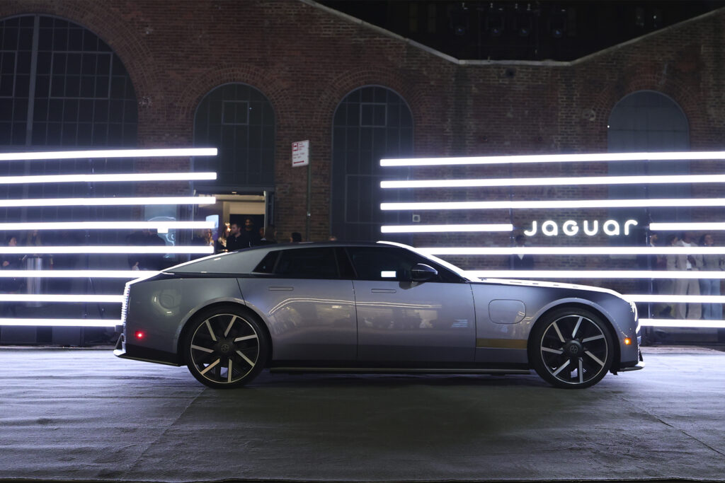 JAGUAR TYPE 01 Reveal in New York City - Inside NEW YORK, NEW YORK - OCTOBER 06: A view of the 2028 Jaguar Type 01 during the JAGUAR TYPE 01 Reveal in New York City at Storied NYC on October 06, 2026 in New York City. (Photo by Dimitrios Kambouris/Getty Images for JAGUAR Land Rover)