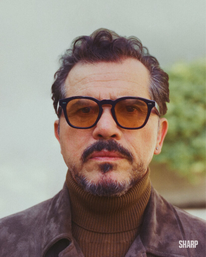 Full look by Loro Piana; glasses by Oliver Peoples.