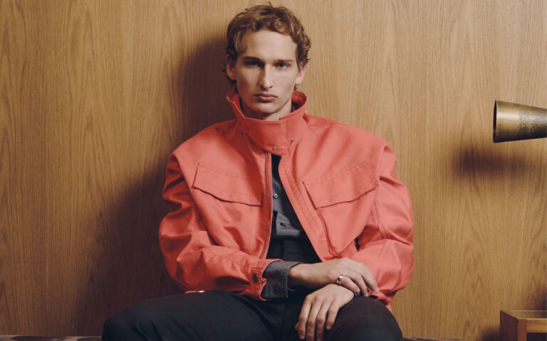 STYLE MANUAL: PHOTOGRAPHY BY JULIEN CADENA. MODELS: GUI (ELITE MODELS). STYLING BY JACLYN BONAVOTA (CADRE ARTIST MANAGEMENT). GROOMING BY CAROLINE LEVIN (P1M). STYLIST ASSISTANT: VANESSA LIPANI. PHOTO ASSISTANT: LOGAN ALLMENDIGER. JACKET ($6,750), TANK TOP ($1,200), SHIRT ($2,075), PANTS ($1,725), AND BOOTS ($2,475) BY HERMÈS; RING ($7,950) BY BVLGARI.